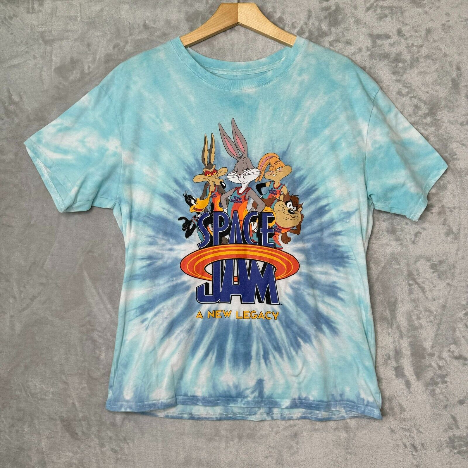 Space Jam A New Legacy Shirt Unisex Adult Large Blue Tie Dye Short Sleeve Tune